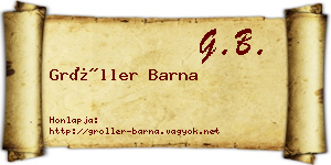 Gröller Barna névjegykártya